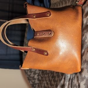 Go Forth Goods Mini Avery tote leather cross body bag Saddle Brown Made in USA